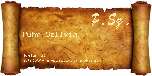 Puhr Szilvia névjegykártya